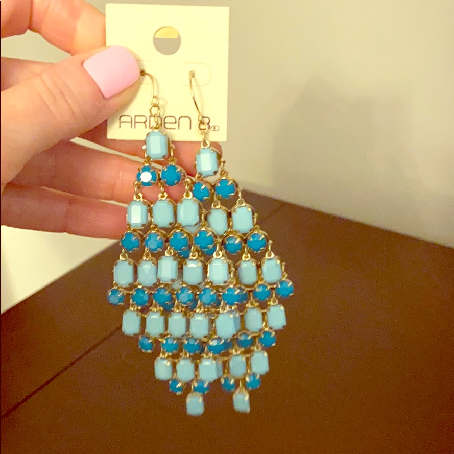 Nwt Blue Chandelier Statement Earrings